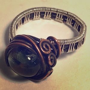 SOLD Wire wrapped Copper & STERLING SILVER RING